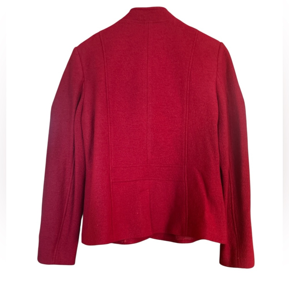 Talbots Red Wool Blend Blazer Women’s Size 14 Pockets Stand Collar Button Down - Picture 3 of 5